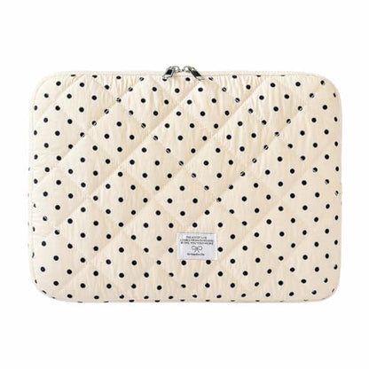 Cute Bow Puffy Laptop Sleeve 13-15 Inch Cute Quilted Laptop Protective Case Padded Bow Computer Sleeve for MacBook (Polka dots White, 13inch) - color: polka dots white, size: 13inch