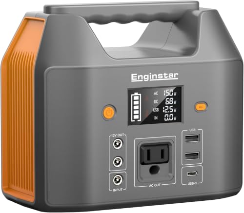 EnginStar Power Bank with AC Outlet 150W 110V Laptop Power Bank, 155Wh/ 42000mAh Battery Bank, Lithium Ion Power Supply for Emergency Camping - color: Orange