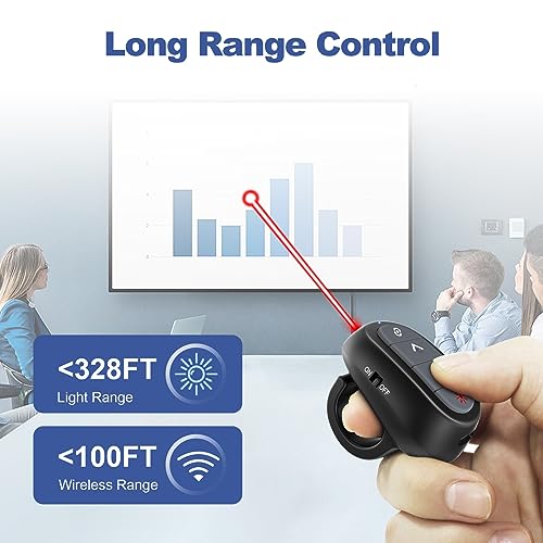 Presentation Clicker PowerPoint Wireless Presenter Remote: USB C Laser Pointer Computer Clickers, Hyperlink Finger Ring Project Power Point PPT Clicker for Mac Laptop Office, Google Slide Advancer - style: USB C A Finger Ring