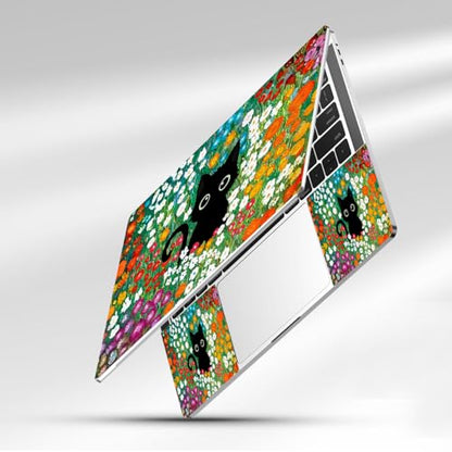 12.1 13 13.3 14 15.4 15.6 Inch Laptop Skin Decal, Laptop Stickers Skins Decals for Notebook PC, Universal Reusable Vinyl Laptop Cover Sticker, Waterproof Art Protector I Cat in Flowers - color: Cat in Flowers