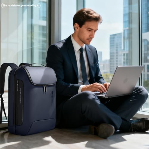 BANGE 17.3 Inch Business Laptop Backpack: Anti-Theft with USB Port & TSA Lock, Waterproof Zippers, Large Travel Commuter Bag - color: Blue, size: lock and usb