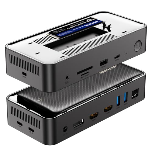 WAVLINK Laptop Docking Station 3 Monitors(Max Resolution: Single 8K or Triple 4K), 12-1 USB C Hub with 10Gbps M.2 PCIe/SATA SSD Enclosure, 2*HDMI + DP, 100W PD, for MacBook Pro/Air Mac mini M1–M4