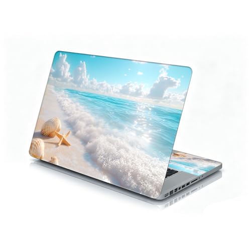 Universal Laptop Skin Sticker Decal, 12"-15.6" Aesthetic Vinyl Wrap, Beach Starfish Seashell Waterproof Notebook Cover Art Protector for MacBook HP Dell Lenovo, Fits 13" 14" 15" 15.6" - color: Beach Starfish Seashell