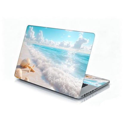 Universal Laptop Skin Sticker Decal, 12"-15.6" Aesthetic Vinyl Wrap, Beach Starfish Seashell Waterproof Notebook Cover Art Protector for MacBook HP Dell Lenovo, Fits 13" 14" 15" 15.6" - color: Beach Starfish Seashell