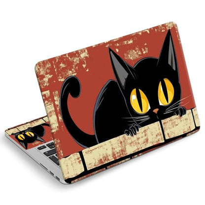 Universal Laptop Skin Sticker Decal, Compatible with MacBook HP Dell Lenovo 12"-15.6", Reusable Vinyl Notebook Cover 3PCS Set, High-Recognition Film-Cartoon cat Red wall - color: Cartoon cat Red wall