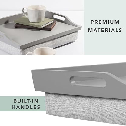 ROSSIE HOME Wood Lap Tray – Gray, Fits 15.6” Laptops - color: Calming Gray, style: Single Tray