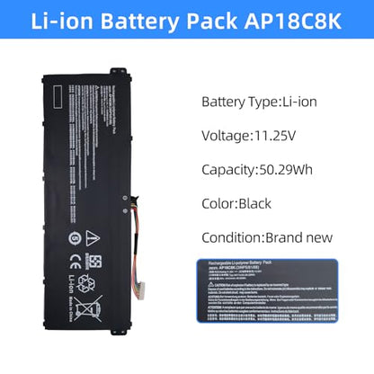 AP18C8K Laptop Battery Replacement for Acer Aspire 5 A514-52 A514-52-58U3 Chromebook 314 C933 Swift 3 SF314-42 SF314-57 SF314-57G SF314-58 Series 11.25V 50.29Wh 4471mAh