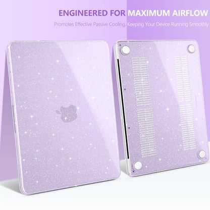 DONGKE Glitter Case for MacBook Neo 13 Inch 2026 (Model A3404 | A18 Pro Chip) | Clear Sparkly Hard Shell Cover with Screen Protector | Keyboard Cover & 2 USB-C Adapters - Bling Purple - color: Bling Purple