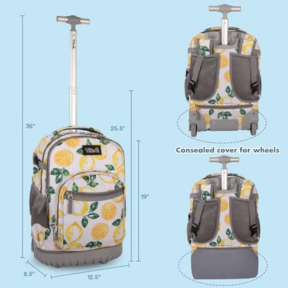 Tilami Rolling Backpack for Kids 18 inch Boys and Girls Laptop Backpack,Lemon - color: Lemon