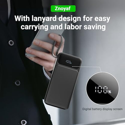 Portable Charger Power Bank 50000mAh- 7 Outputs & 3 Inputs USB-C PD 22.5W Fast Charging Powerbank Battery Pack with Built-in Cables and Ports LED Display for iPhone 16 15 14 13 Samsung Android iPad - size: 50000mAh
