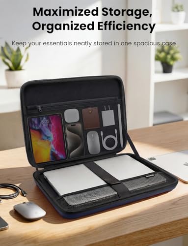 DOMISO Laptop Hard Case 17-17.3 inch Waterproof Shockproof Hard Shell Sleeve with Handle & Storage Pocket, Compatible with MacBook, HP, Dell, Dark Blue - color: Dark Blue, size: 17.3 inch