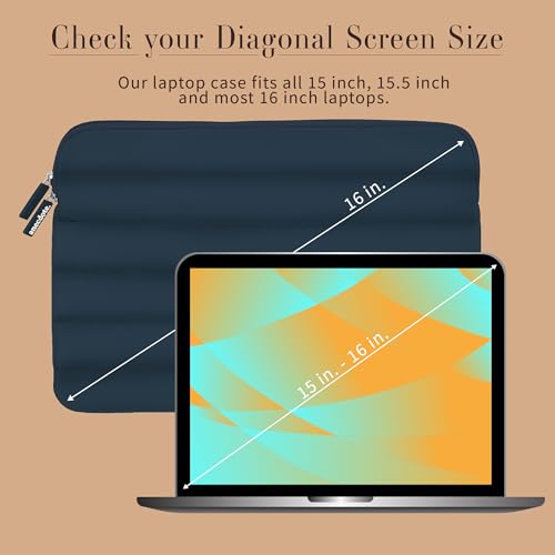 ANECDOTE Laptop Case 15-16 Inch – A Perfect Laptop Sleeve - Compatible with MacBook Air/Pro 15 inch M3 M2 M1 Chip Pro Max 2023-2021 – Fits Well, Made of 100% Nylon with Aesthetic Design (Navy) - color: Navy, size: 15-16 inches