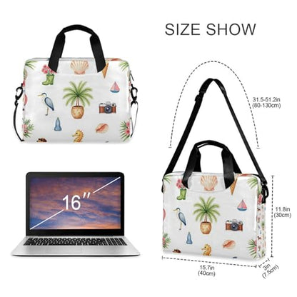 Laptop Zipper Case Portable Crossbody Messenger with Handle and Shoulder Strap 15.6 inch Case Hard Cover with Zipper Sea Ocean Animal Summer