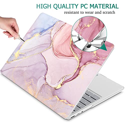 Mektron 2023 Microsoft Surface Laptop GO 3 Case 12.4" Compatible with Go 2/1 Laptop Cover 2022-2020 Releases Model 1943/2013 Plastic Hard Shell Case with Screen Protector, Pink Marble - color: Pink Marble