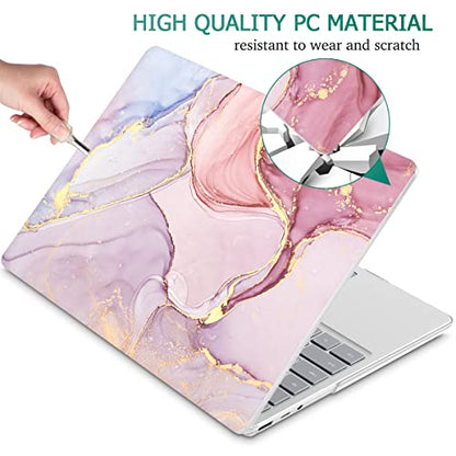 Mektron 2023 Microsoft Surface Laptop GO 3 Case 12.4" Compatible with Go 2/1 Laptop Cover 2022-2020 Releases Model 1943/2013 Plastic Hard Shell Case with Screen Protector, Pink Marble - color: Pink Marble