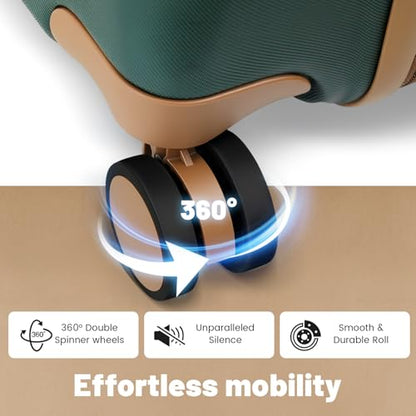 3-Piece Luggage Set with 20” Carry On, PC+ABS Hardside Suitcase with Spinner Wheels & TSA Lock, Easy-Control Rolling Suitcase for Business Trips & Weekend Getaways (Green) - color: Dark Green, size: 3 Piece Set (20/DB/TB)