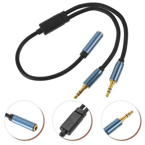 Y Splitter Cable Headset Jack Adapter Cord with Strain-Relief Rings and Label Stereo Earphone Splitter for Audio and Microphone Input Compatible with Laptops and Smartphones