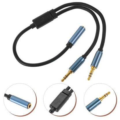 Y Splitter Cable Headset Jack Adapter Cord with Strain-Relief Rings and Label Stereo Earphone Splitter for Audio and Microphone Input Compatible with Laptops and Smartphones