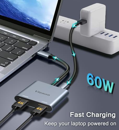 USB C to Dual HDMI Adapter 4K@60HZ, USB C Hub HDMI Adapter for Dual Monitors with USB-A 3.0, 100W PD Compatible for MacBook Air/Pro, More Thunderbolt 3/4 Laptop - style: 4 IN 1 Dual HDMI