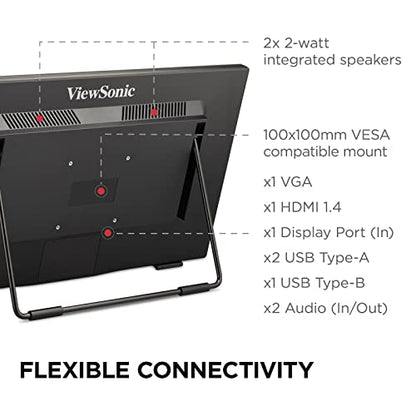 ViewSonic TD2465 24 Inch 1080p Touch Screen Monitor, 10-Point Multi-Touch for Industrial and Retail Environments, Glove-Friendly Interaction, Advanced Ergonomics, HDMI, USB - style: 24-Inch