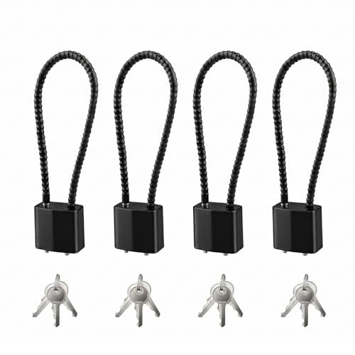 4Pcs Cable Locks with Keys, Bike Locks, 7.87 Inch Heavy Duty Keyed Wire Lock Cable with Keys, for Indoor Outdoor Bike Bicycle Helmet Cabinet Fence Gate Lock(Black)