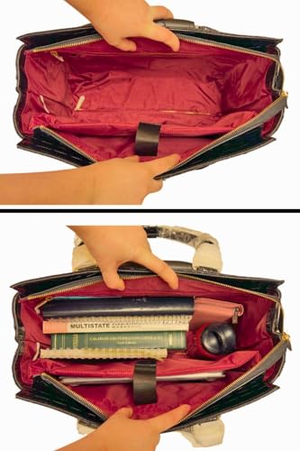 JKM & Company Rolling Laptop Bag for Women | Designer Wheeled Briefcase | Fits 13-17" Laptops | Office Travel Computer Case - color: Cosmopolitan (Petite-black)