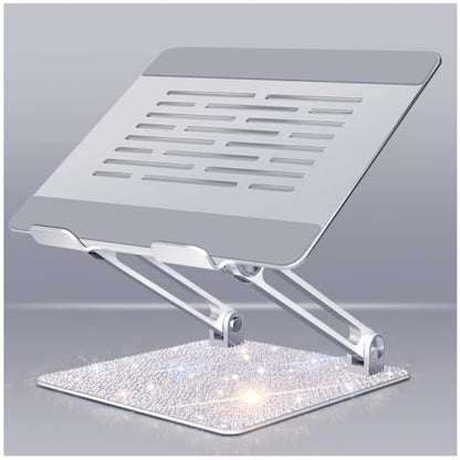 Bling Adjustable Laptop Stand, Portable Laptop Riser, Aluminum Laptop Stand for Desk Foldable, Computer Notebook Stand Holder for MacBook Air Pro, Dell XPS, HP (10-17.3'') - Silver