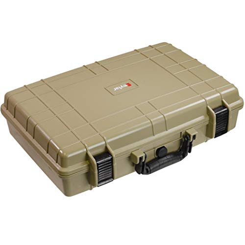 Eylar Medium 20" Protective Hard Case for Laptops, Cameras, Tools, and Equipment with IP67 Waterproof, Shock Resistant, and Customizable Foam Inserts (Tan) - color: Tan FDE