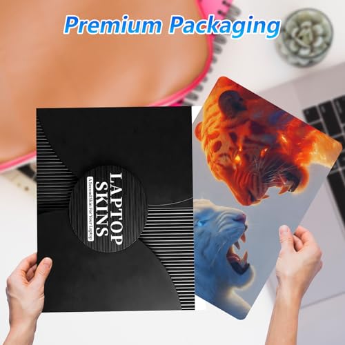 Universal Laptop Skin Sticker Decal with 2 Wrist Pad Skins, Waterproof Scratch Vinyl Cover for 11–15.6 Inch MacBook, HP, Dell, Lenovo, Cutable & Reusable,Ice and Fire Tiger Art - color: Ice and Fire Tiger Art