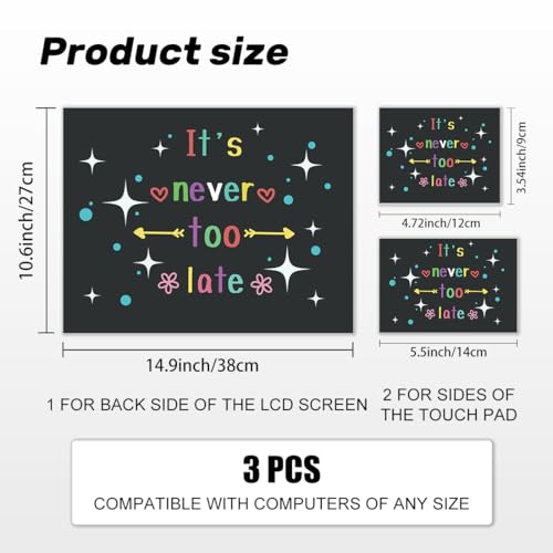 Laptop Skin Sticker Decal PVC Vinyl Sticker Notebook PC Protector Waterproof Scratch Resistant Laptop Skin for 12.1 13 13.3 13.6 14 15 15.3 16 Inch It's Never Too Late Inspirational Quote - color: Never too Late