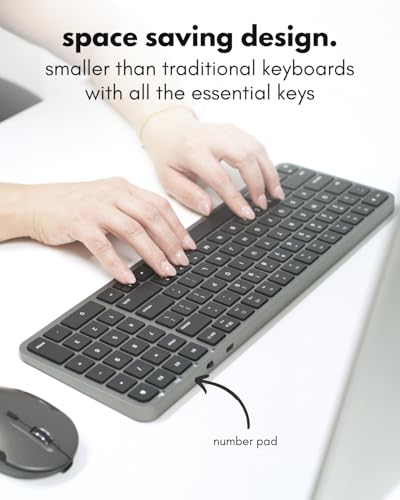 Macally Bluetooth Mac Keyboard and Mouse (Compact, Multi Device, Rechargeable) - Wireless Apple Keyboard and Mouse Combo - for Mac mini/Studio, MacBook Pro/Air, iMac, iPad, iPhone - Space Black - color: Space Black