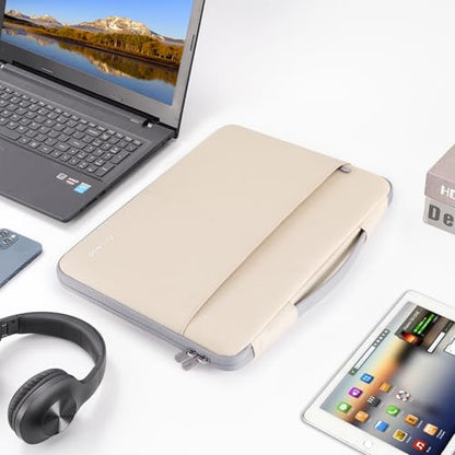 DOMISO 15.6 inch Laptop Case Sleeve Protective Cover Compatible with 16 inch MacBook Pro M4 M3 M2/Pro Max,15.6-16 inch HP Dell ASUS Lenovo Chromebook,Waterproof Computer Cases Bag with Handle,Beige - color: Beige, size: 15.6"