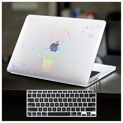 DTangLsm for MacBook Pro 14 inch Case 2026 M5 2025-2021 M4 M3 M2 M1 Pro Max | A3426 A3427 A3434 A3112 A3185 A3401 A2918 A2992 A2779 A2442, Clear Plastic Hard Cover for Mac Pro 14+Keyboard Cover, Big Bulb - color: Laser Big Bulb