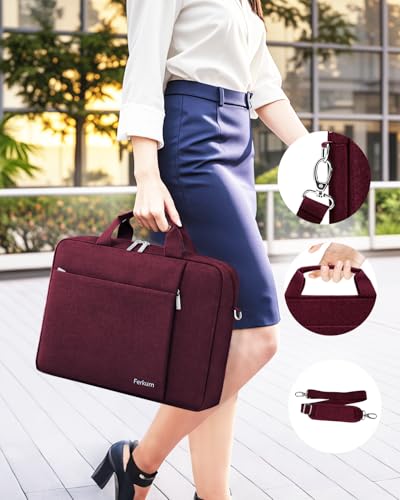 Ferkurn Laptop Bag Case for Women Men Computer Bag Compatible with HP Envy Pavilion Omen/LG Gram/MSI/Dell Inspiron XPS/Lenovo/Acer, Shoulder Strap Carrying Messenger Briefcase, Red, 17 17.3 Inch - color: Red, size: 17.3 inch