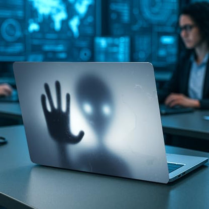 PLIGREAT 15 Inches Laptop Decal Sticker Skin Cover, Alien Design Laptop Sticker Decals Fits 12" to 15" Laptops Universal Waterproof Removable, Grey Blue - color: Grey Blue