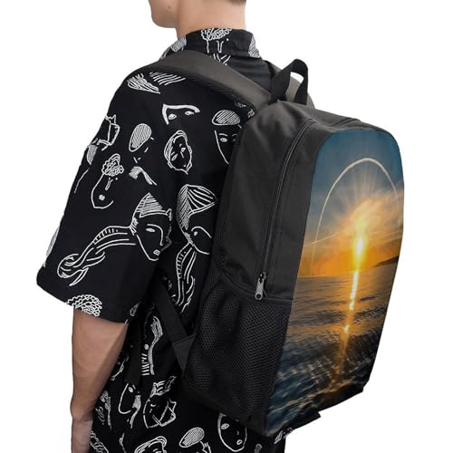 17 Inch Sunrise Horizon Laptop Backpack for Men Women Waterproof Lightweight Travel Backpack Commuter Bag Large Capacity Casual Daypack for Business Trip & Outdoor