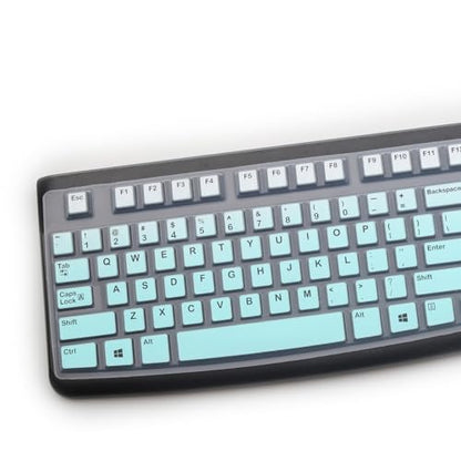 2PCS Keyboard Cover for Logitech K120 & MK120 Ergonomic Desktop USB Keyboard Ultra Thin US Layout Protective Skin-MintGreen+Clear - color: MintGreen+Clear