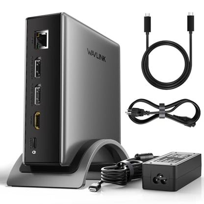 WAVLINK Laptop Docking Station, PD 3.1 Dock Triple Monitor, Dual DP,HDMI | Single 4K@144Hz, 140W PD 3.1 Charger, USB-C 10Gb, 2×USB-A 5Gb, Gigabit Ethernet and Mic/Audio, Compatible with Windows Only