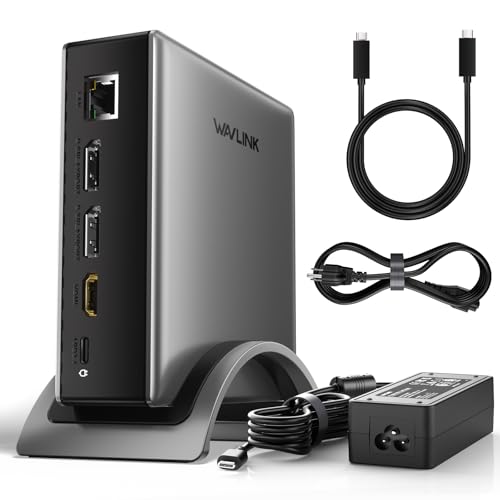 WAVLINK Laptop Docking Station, PD 3.1 Dock Triple Monitor, Dual DP,HDMI | Single 4K@144Hz, 140W PD 3.1 Charger, USB-C 10Gb, 2×USB-A 5Gb, Gigabit Ethernet and Mic/Audio, Compatible with Windows Only