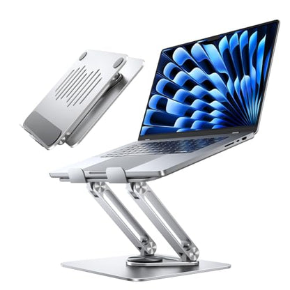 MAGIC JOHN Adjustable Laptop Stand for Desk, 360° Rotating Foldable Protable Laptop Riser Holder, Ergonomic Design Computer Notebook Stand Holder for MacBook Pro Air/Dell/HP 10-17.3"