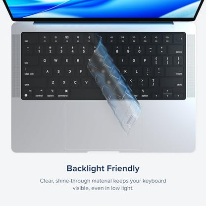 JCPal Ultra Thin Clear Keyboard Protector for MacBook Pro/Air/Neo | Ultra-thin, Transparent, Spill/Dust Protection, US Layout; Fits MacBook Pro 14 & 16 inch M1-M5, Air 13 & 15 inch M2-M5 & Neo