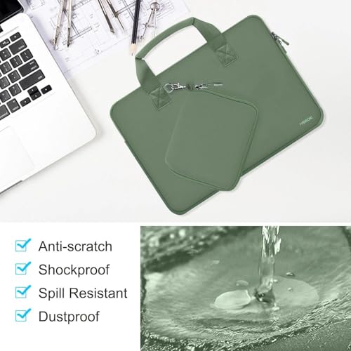 Hseok Laptop Sleeve 13.3-14 inch Case with Small Pouch, Neoprene Computer Bag Compatible with MacBook Neo/Pro 14 M5/M4/M3/M2/M1, Mac Air/Pro 13.3, XPS 14 and Most 13-14 inch Notebooks,Matcha Green - color: Matcha green, size: 13"-14"