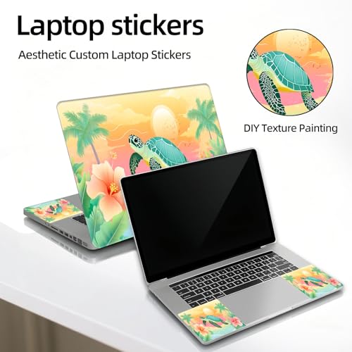 Universal Laptop Skin Sticker Decal, 12"-15.6" Aesthetic Vinyl Wrap, Sea Turtle Beach Sunset Waterproof Notebook Cover Art Protector for MacBook HP Dell Lenovo, Fits 13" 14" 15" 15.6" - color: Sea Turtle Beach Sunset