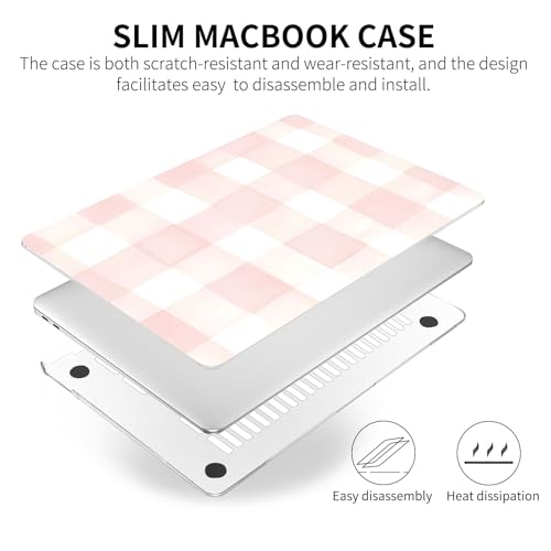Seorsok Compatible with MacBook Pro 13 inch Case M2 2023,2022,2021-2016 A2338 M1 A2251 A2159 A1989 A1708 A1706,Cute Pink Retro Checkered Aesthetic Plastic Hard Case&Transparent Keyboard Cover,Pink - color: Pink Checkered, size: Pro13（A2338 M1 A2251 A2289