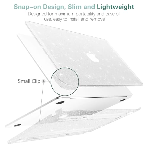 Glitter Case for MacBook Air 13 inch 2026 M5, 2022-2025 M4/M3/M2 | Bling Sparkle Plastic Hardshell & Keyboard Cover for Mac Air 13.6 inch Case A3449 A3449 A3240 A3113 A2681, Clear Glitter - color: 01 Clear Glitter