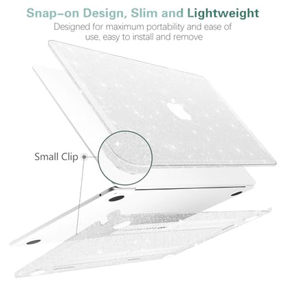 Glitter Case for MacBook Air 13 inch 2026 M5, 2022-2025 M4/M3/M2 | Bling Sparkle Plastic Hardshell & Keyboard Cover for Mac Air 13.6 inch Case A3449 A3449 A3240 A3113 A2681, Clear Glitter - color: 01 Clear Glitter