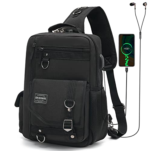 Water-Resistant Sling Bag for Hiking: 98% dry 10min light rain | 98% device dryness after 10min light rain, Ideal for urban commuters caught in sudden showers, use water-resistant fabric