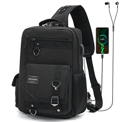 Water-Resistant Sling Bag for Hiking: 98% dry 10min light rain | 98% device dryness after 10min light rain, Ideal for urban commuters caught in sudden showers, use water-resistant fabric
