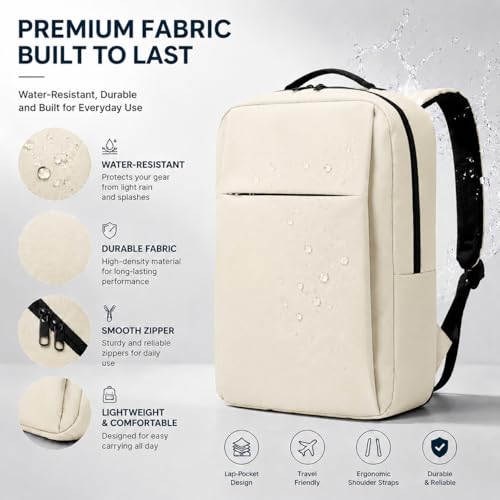 Laptop Backpack for Women & Men, 15.6" Laptop and Tablet Bag with Computer Compartment – Lightweight, Durable Travel & Work Backpacks, Beige - color: Backpack 01 Beige