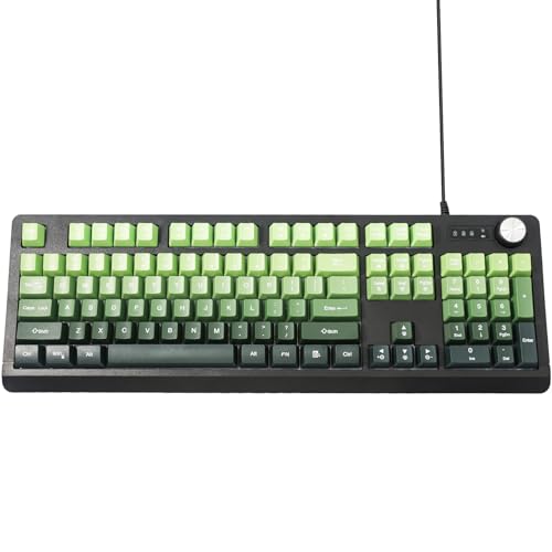 Wired RGB Gaming Membrance Keyboard. 100 Percent Mini Creamy LED Computer Keyboard .Small Ergonomic Clicky Teclado with ABS Backlit Unreplaceable Keycaps. for PC Laptop MAC Gamer. (Green) - color: Green
